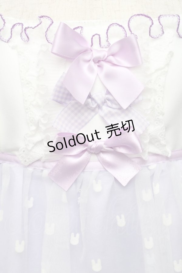 画像3: Nile Perch / うさぎ柄肩りぼんワンピース  ラベンダー S-25-12-02-040-LO-OP-HR-ZS (3)