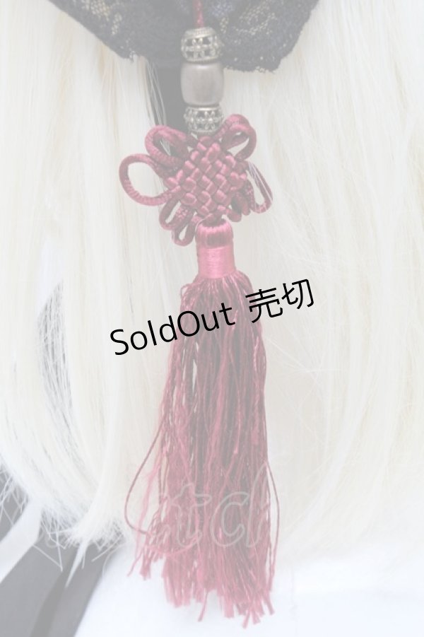 画像3: Ozz oneste / チャイナデザインタッセルヘッドドレス  黒×ボルドー S-25-12-02-005-OO-AC-HR-ZS (3)