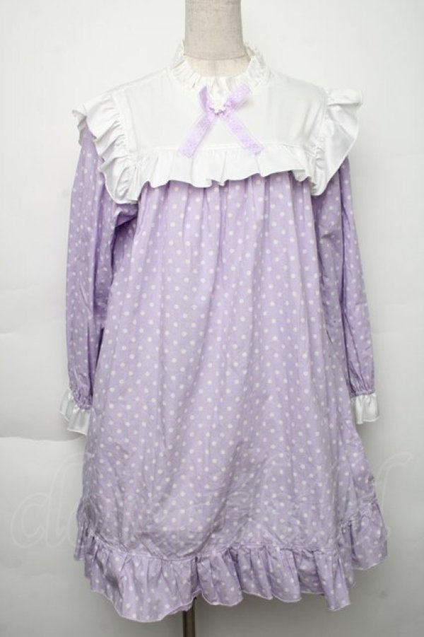 画像1: Nile Perch / ドット柄スクエアカラーカットワンピース  ラベンダー S-25-12-02-044-LO-OP-HR-ZS (1)