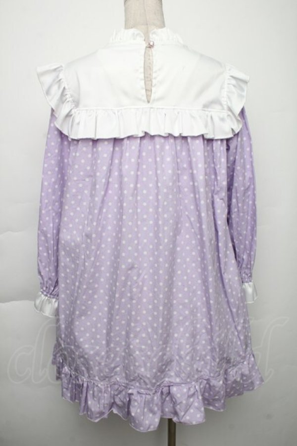 画像2: Nile Perch / ドット柄スクエアカラーカットワンピース  ラベンダー S-25-12-02-044-LO-OP-HR-ZS (2)