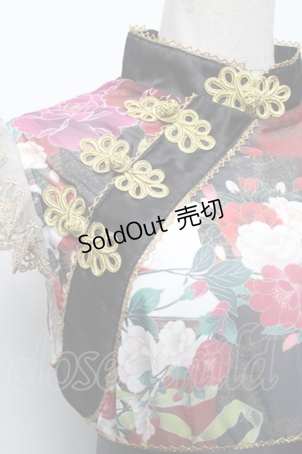 画像3: Triple fortune / 狛猫チャイナワンピース  黒×赤 S-25-12-02-048-EL-OP-HR-ZS (3)