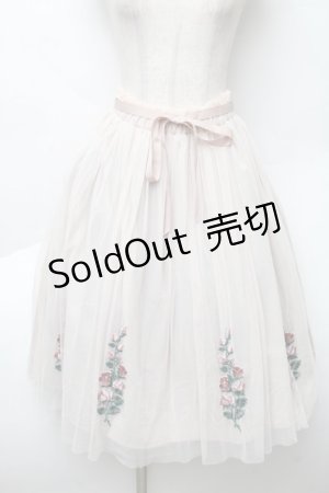 画像: an another angelus / フラワー刺繍チュールスカート  ベージュ S-25-12-02-050-CA-SK-HR-ZS
