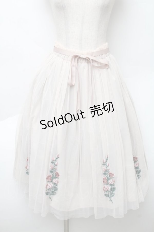 画像1: an another angelus / フラワー刺繍チュールスカート  ベージュ S-25-12-02-050-CA-SK-HR-ZS (1)