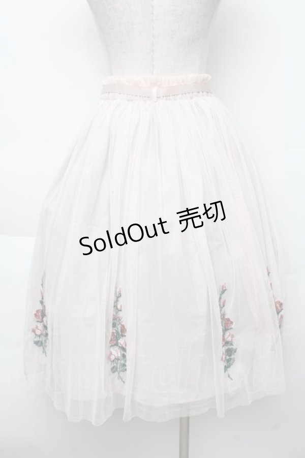 画像2: an another angelus / フラワー刺繍チュールスカート  ベージュ S-25-12-02-050-CA-SK-HR-ZS (2)