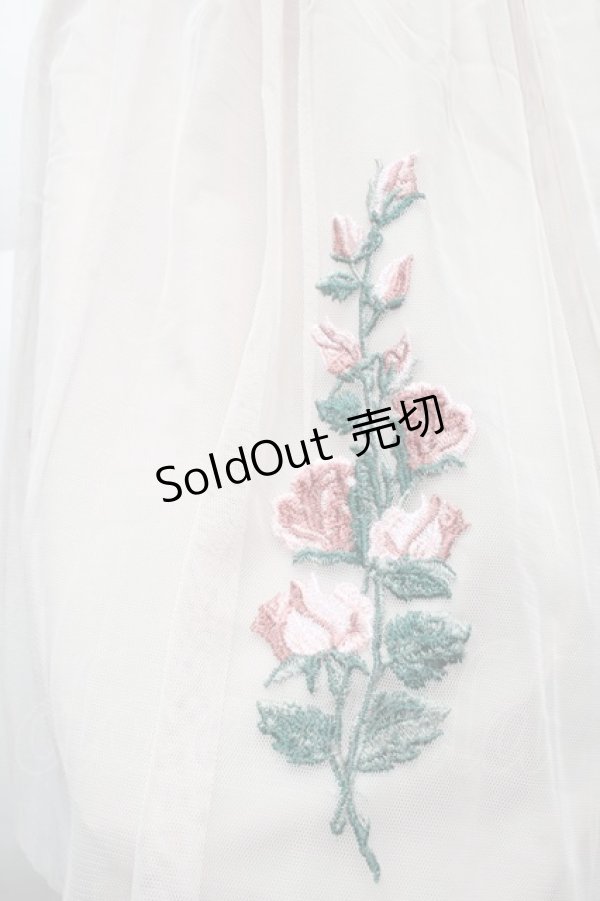 画像3: an another angelus / フラワー刺繍チュールスカート  ベージュ S-25-12-02-050-CA-SK-HR-ZS (3)