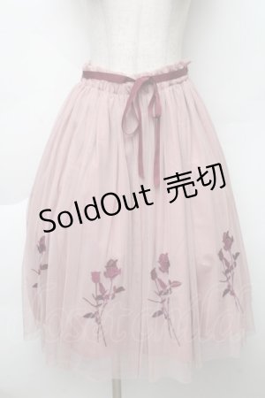 画像: an another angelus / ローズ刺繍チュールスカート  ピンクS-25-12-02-053-CA-SK-HR-ZT587
