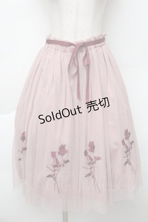 画像1: an another angelus / ローズ刺繍チュールスカート  ピンクS-25-12-02-053-CA-SK-HR-ZT587 (1)