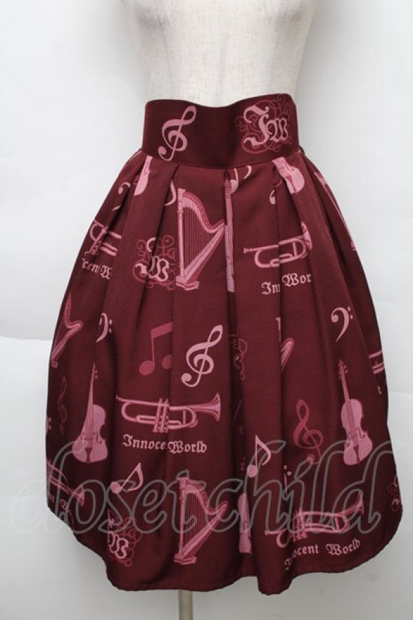 画像1: Innocent World / オーケストラの楽器柄スカート  ワイン S-25-12-02-054-IW-SK-AS-ZS (1)