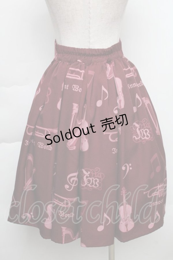 画像2: Innocent World / オーケストラの楽器柄スカート  ワイン S-25-12-02-054-IW-SK-AS-ZS (2)