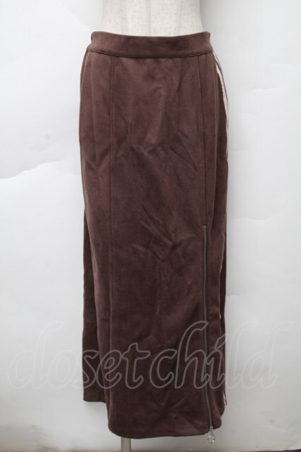 画像1: axes femme / カットスエードジップスカート  ブラウン S-25-12-02-056-AX-SK-AS-ZS (1)