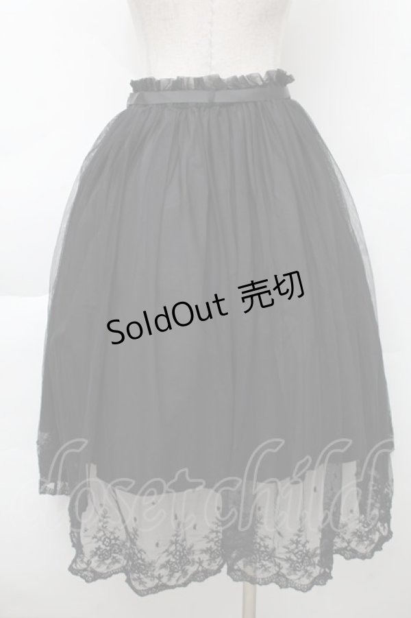 画像2: F&A / 裾刺繍チュールスカート  黒 S-25-12-02-059-LO-SK-HR-ZS (2)