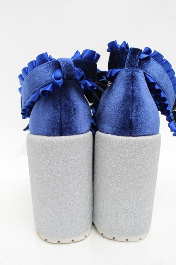 画像4: Ank Rouge / キラキラビジューベロアリボン厚底シューズ LL ブルー S-25-12-02-017-CA-SH-HR-ZS (4)