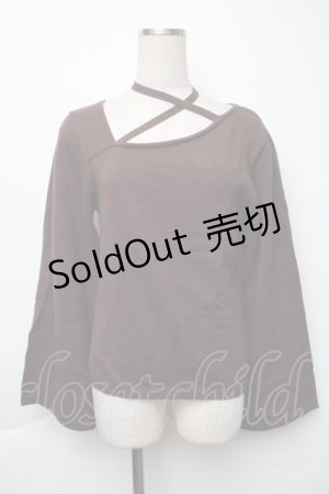 画像: axes femme / チョーカー風ストラップニット  ブラウン S-25-12-02-024-AX-TO-AS-ZS