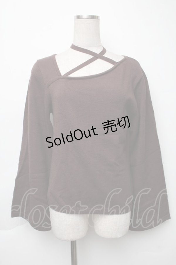 画像1: axes femme / チョーカー風ストラップニット  ブラウン S-25-12-02-024-AX-TO-AS-ZS (1)