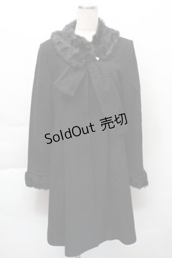 画像1: Jane Marple / ファー襟つきコート  黒 S-25-12-04-044-JM-CO-HR-ZS (1)