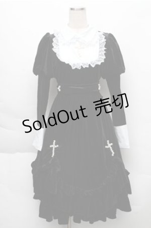 画像: 中国ロリータ / 別珍シスターワンピース  黒 S-25-12-04-046-LO-OP-HR-ZS