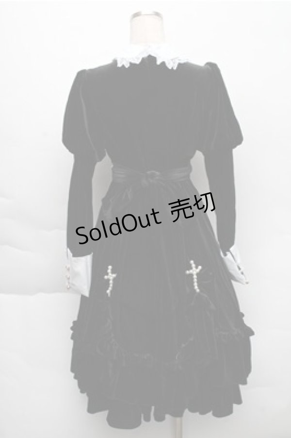 画像2: 中国ロリータ / 別珍シスターワンピース  黒 S-25-12-04-046-LO-OP-HR-ZS (2)