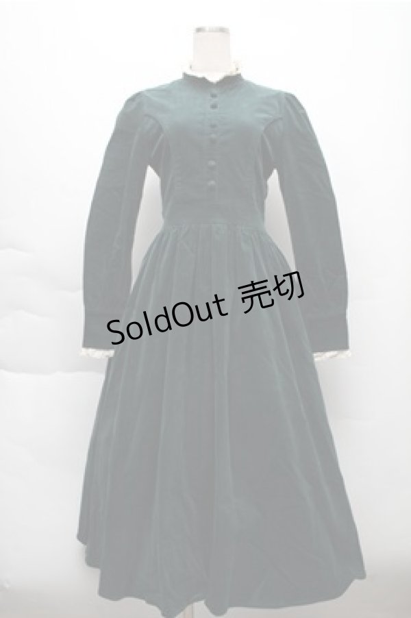 画像1: 中国ロリータ / 別珍レースワンピース  グリーン S-25-12-04-048-LO-OP-HR-ZS (1)