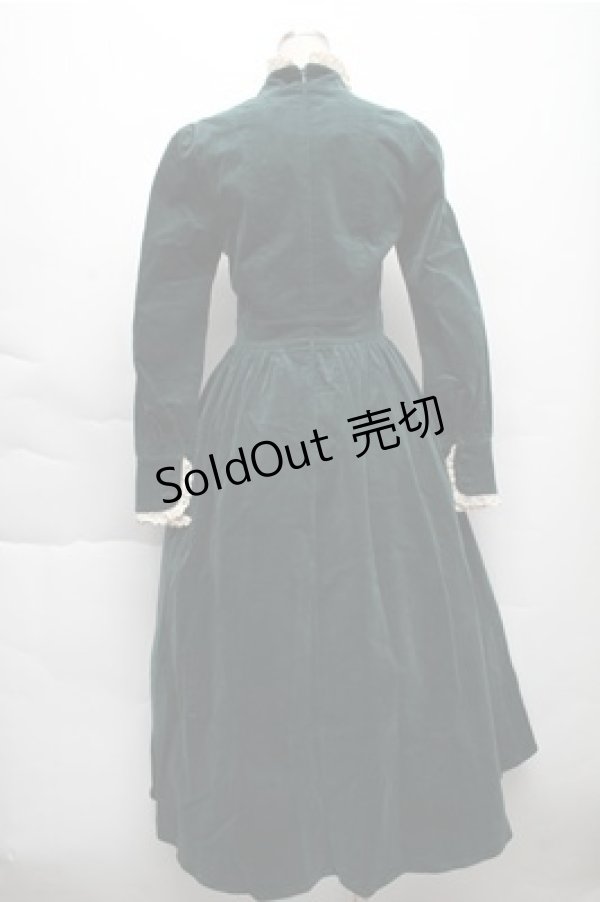 画像2: 中国ロリータ / 別珍レースワンピース  グリーン S-25-12-04-048-LO-OP-HR-ZS (2)