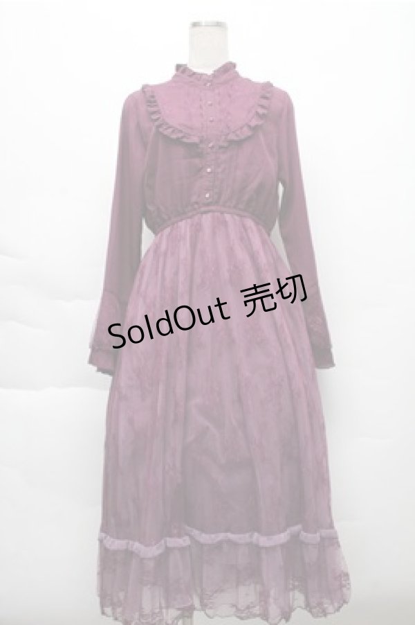 画像1: axes femme / レース切り替えヨークワンピース  パープル S-25-12-04-049-AX-OP-HR-ZS (1)