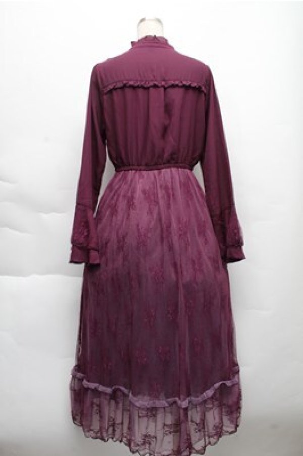 画像2: axes femme / レース切り替えヨークワンピース  パープル S-25-12-04-049-AX-OP-HR-ZS (2)