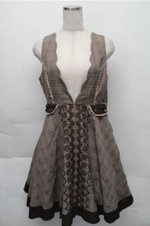 画像: axes femme / グレンチェックジャンドレ  ブラウン S-25-12-04-053-AX-OP-HR-ZS