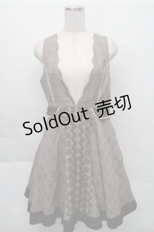 画像: axes femme / グレンチェックジャンドレ  ブラウン S-25-12-04-053-AX-OP-HR-ZS