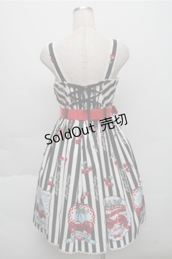 画像2: Angelic Pretty / Cherry Stampジャンパースカート  黒ｘ白 S-25-12-04-055-AP-OP-AS-ZS (2)