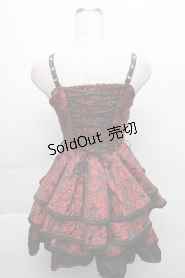 画像2: GOTH / バラ柄ジャンパースカート  黒ｘ赤 S-25-12-04-056-GO-JA-HR-ZS (2)