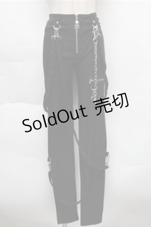 画像: KILL STAR / チェーン付きストレッチスキニーパンツ XS 黒 S-25-12-04-065-SL-PA-HR-ZS