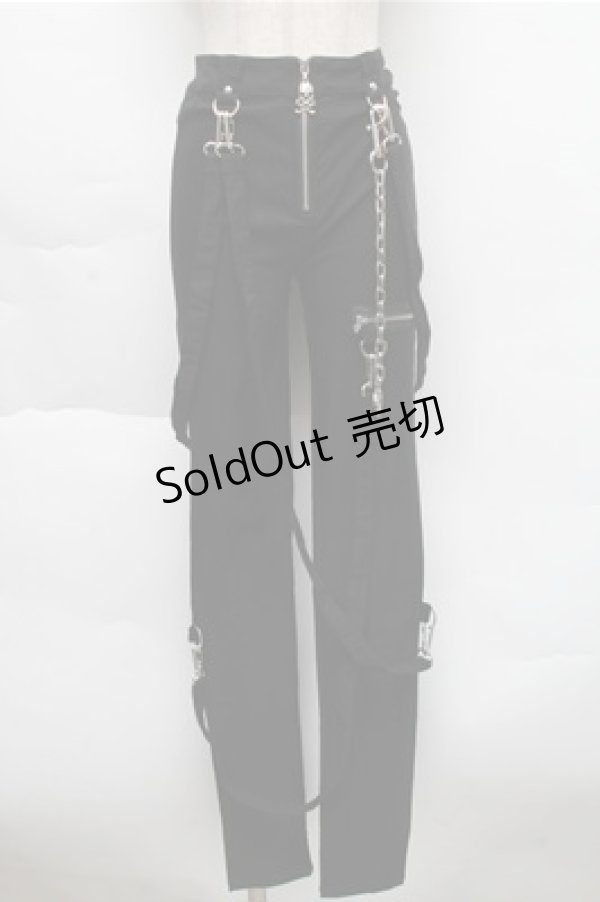 画像1: KILL STAR / チェーン付きストレッチスキニーパンツ XS 黒 S-25-12-04-065-SL-PA-HR-ZS (1)