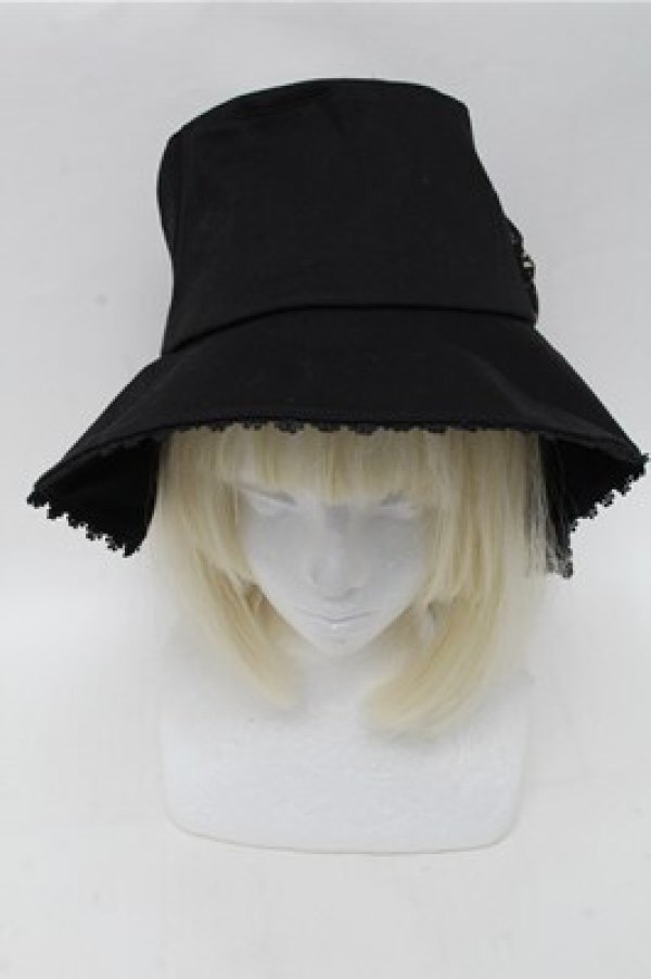 画像2: axes femme / BackフリルUVハット  黒 S-25-12-04-011-AX-CO-HR-ZS (2)