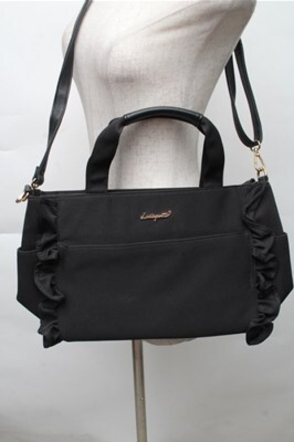 画像1: LODISPOTTO / フリルトートバッグ  黒 S-25-12-04-016-LO-BG-HR-ZS (1)