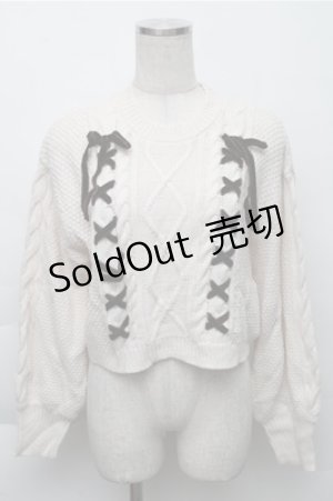 画像: axes femme / Wレースアップショートニット  オフ S-25-12-04-026-AX-TO-HR-ZS