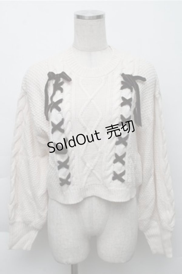 画像1: axes femme / Wレースアップショートニット  オフ S-25-12-04-026-AX-TO-HR-ZS (1)