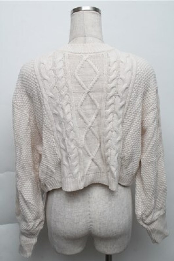 画像2: axes femme / Wレースアップショートニット  オフ S-25-12-04-026-AX-TO-HR-ZS (2)