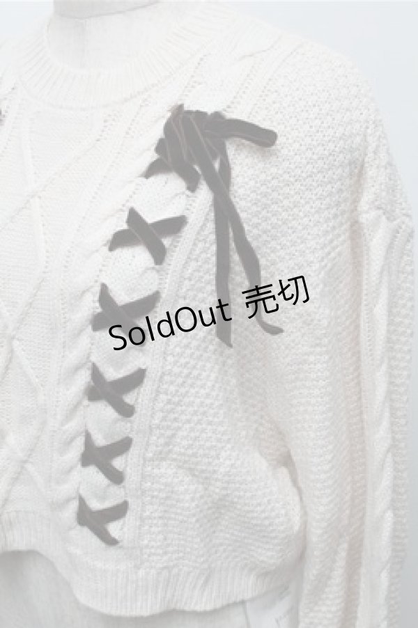 画像3: axes femme / Wレースアップショートニット  オフ S-25-12-04-026-AX-TO-HR-ZS (3)