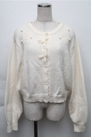 画像: m petit by misako / バラ刺繍ニットカーディガン  オフ S-25-12-04-027-LO-TO-AS-ZS