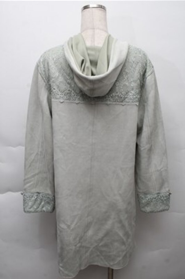 画像2: axes femme / レース使いスエードコート  グリーン S-25-12-04-029-AX-CO-HR-ZS (2)