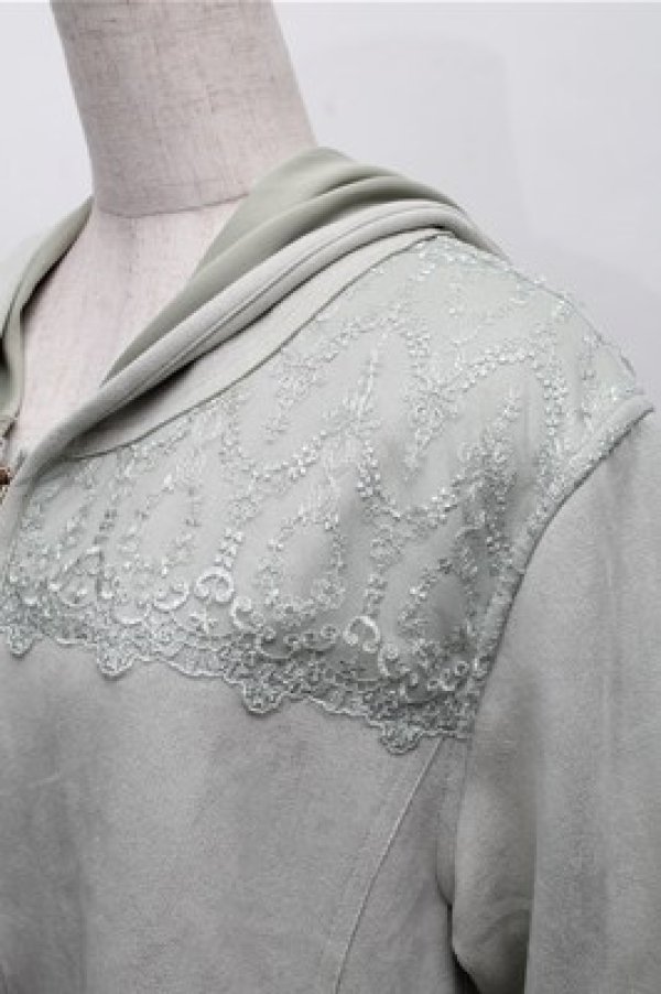 画像3: axes femme / レース使いスエードコート  グリーン S-25-12-04-029-AX-CO-HR-ZS (3)