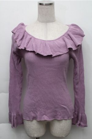 画像: an another angelus / ラッフル衿ニットプルオーバー  パープル S-25-12-04-030-CA-TO-HR-ZS