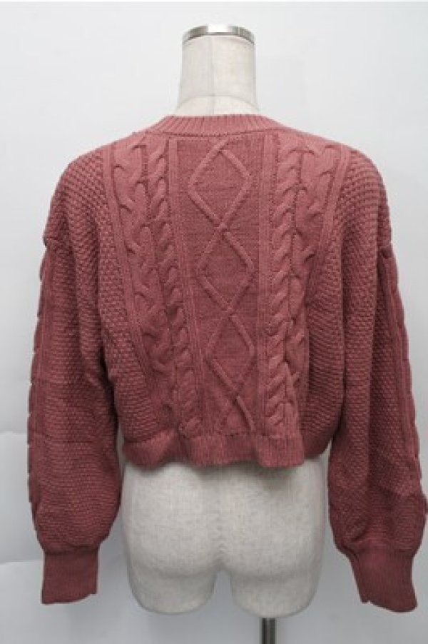 画像2: axes femme / Wレースアップショートニット  ピンク S-25-12-04-034-AX-TO-HR-ZS (2)