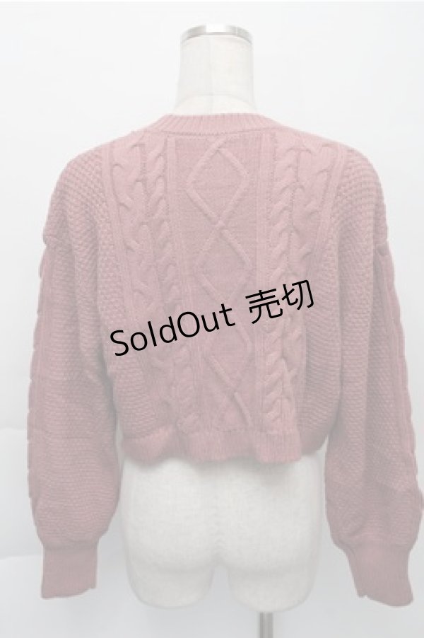 画像2: axes femme / Wレースアップショートニット  ピンク S-25-12-04-034-AX-TO-HR-ZS (2)