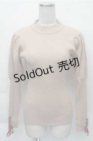 画像: F i.n.t / 袖口レースアップリブニットプルオーバー  ベージュ S-25-12-04-035-CA-TO-HR-ZS