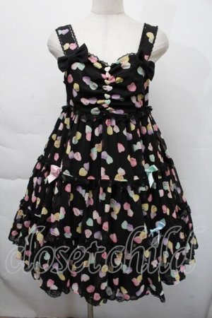 画像: Angelic Pretty / Sugar Heartsジャンパースカート（初版）  黒 S-25-12-06-044-AP-OP-HR-ZS