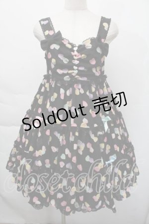 画像: Angelic Pretty / Sugar Heartsジャンパースカート（初版）  黒 S-25-12-06-044-AP-OP-HR-ZS