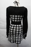 画像2: evelyn / チェックニットワンピース  黒ｘ白 S-25-12-06-046-LO-OP-AS-ZS (2)