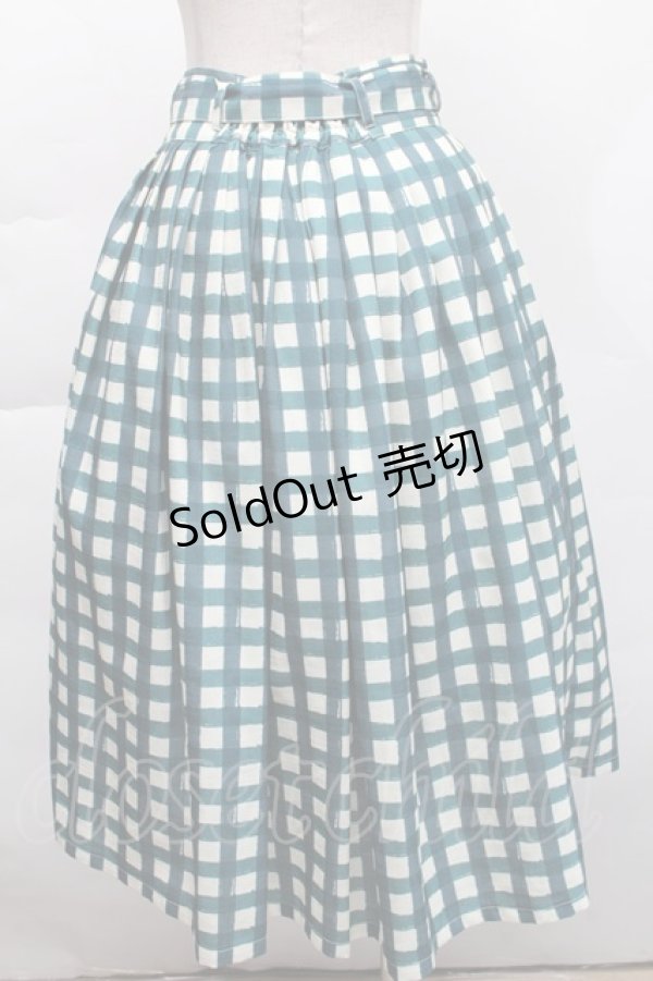 画像2: an another angelus / ハンドペイントギンガムチェックスカート  グリーン S-25-12-06-049-CA-SK-HR-ZT516 (2)