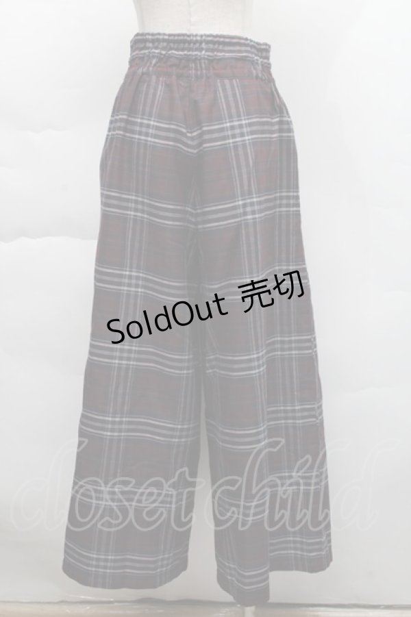 画像2: axes femme / タータンチェック柄サス付 PT  ワイン S-25-12-06-051-AX-PA-AS-ZS (2)