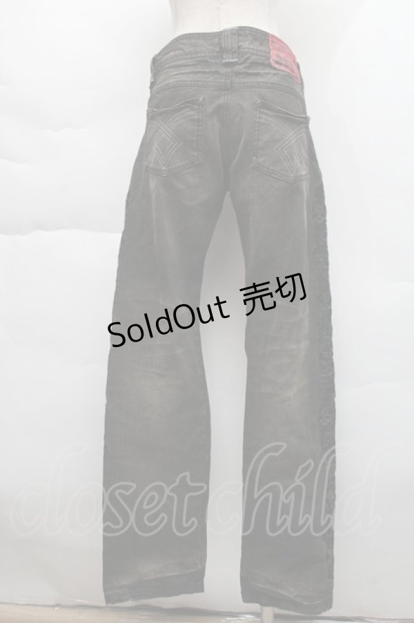 画像2: ALGONQUINS / スカルデザインデニムパンツ  カーキ S-25-12-06-060-AL-PA-HR-ZS (2)
